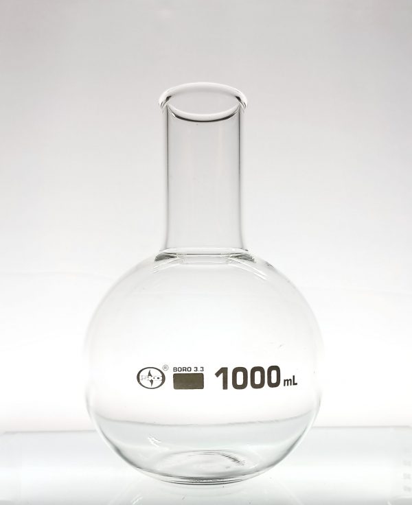 "Flat Bottom Flask" with rim.